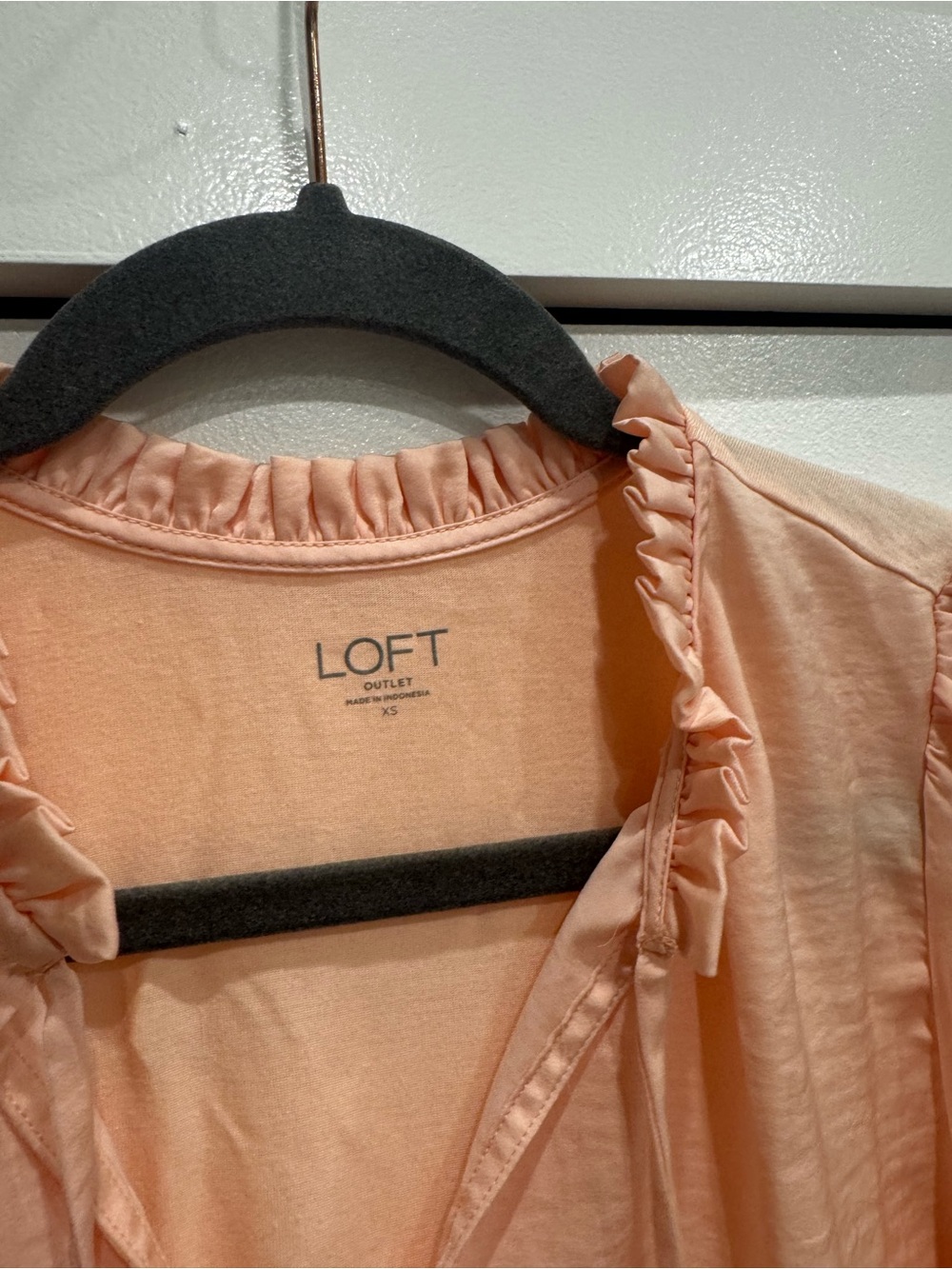 LOFT Peach Ruffle Tie-Front Blouse - Picture 2 of 3